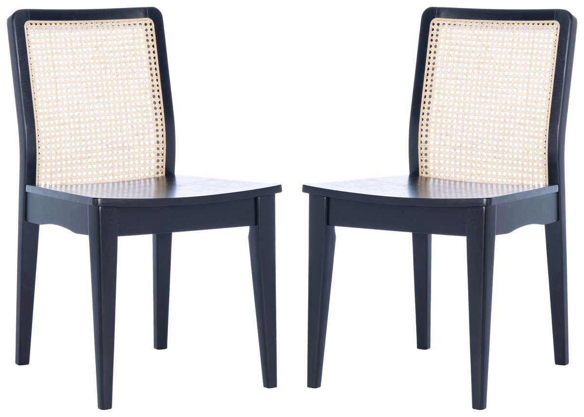Safavieh Benicio Rattan Dining Chair Set Of 2 - Black | Dining Chairs | Modishstore - 3