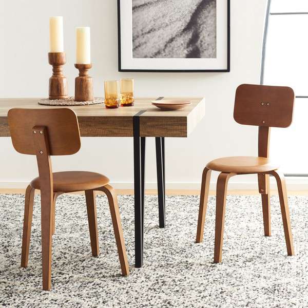 Safavieh Luella Stackable Dining Chair Set Of 2 - Walnut | Dining Chairs | Modishstore