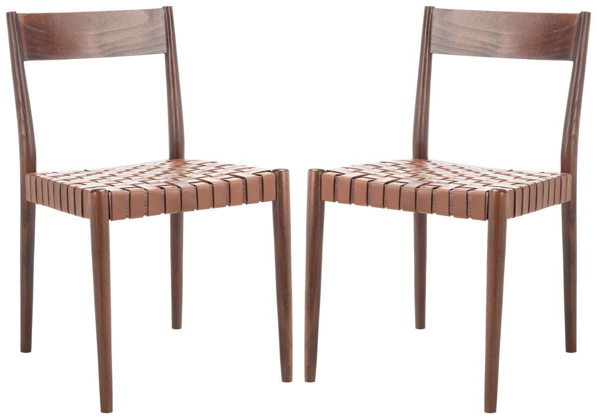 Safavieh Eluned Leather Dining Chair Set Of 2 - Cognac | Dining Chairs | Modishstore - 3