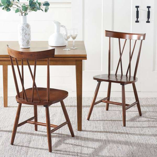 Safavieh Friar Dining Chair Set Of 2 - Walnut | Dining Chairs | Modishstore