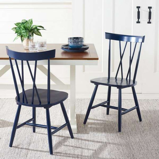 Safavieh Friar Dining Chair Set Of 2 - Navy | Dining Chairs | Modishstore