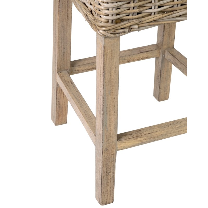 Durham Rattan Barstool w/ Upholestered Seat and Wood Base by Jeffan | Bar Stools | Modishstore - 5