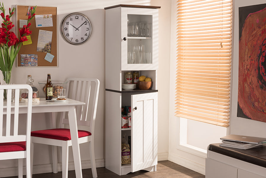 Baxton Studio Lauren Modern and Contemporary White and Dark Brown Buffet and Hutch Kitchen Cabinet | Cabinets | Modishstore