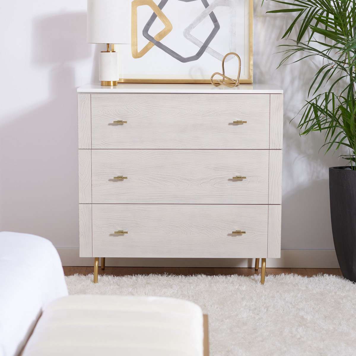 Safavieh Genevieve 3 Drawer Dresser - White | Dressers | Modishstore - 4