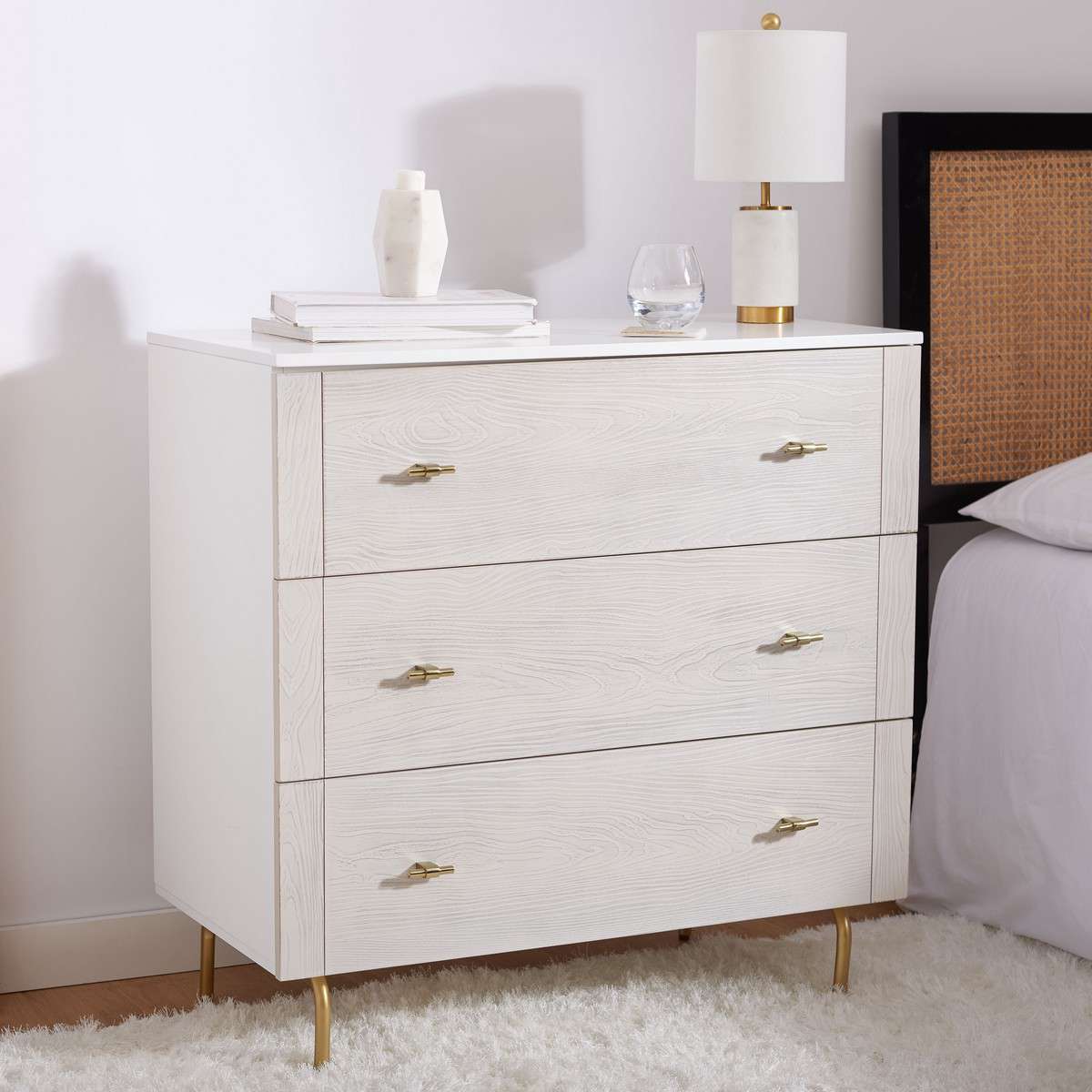 Safavieh Genevieve 3 Drawer Dresser - White | Dressers | Modishstore - 3