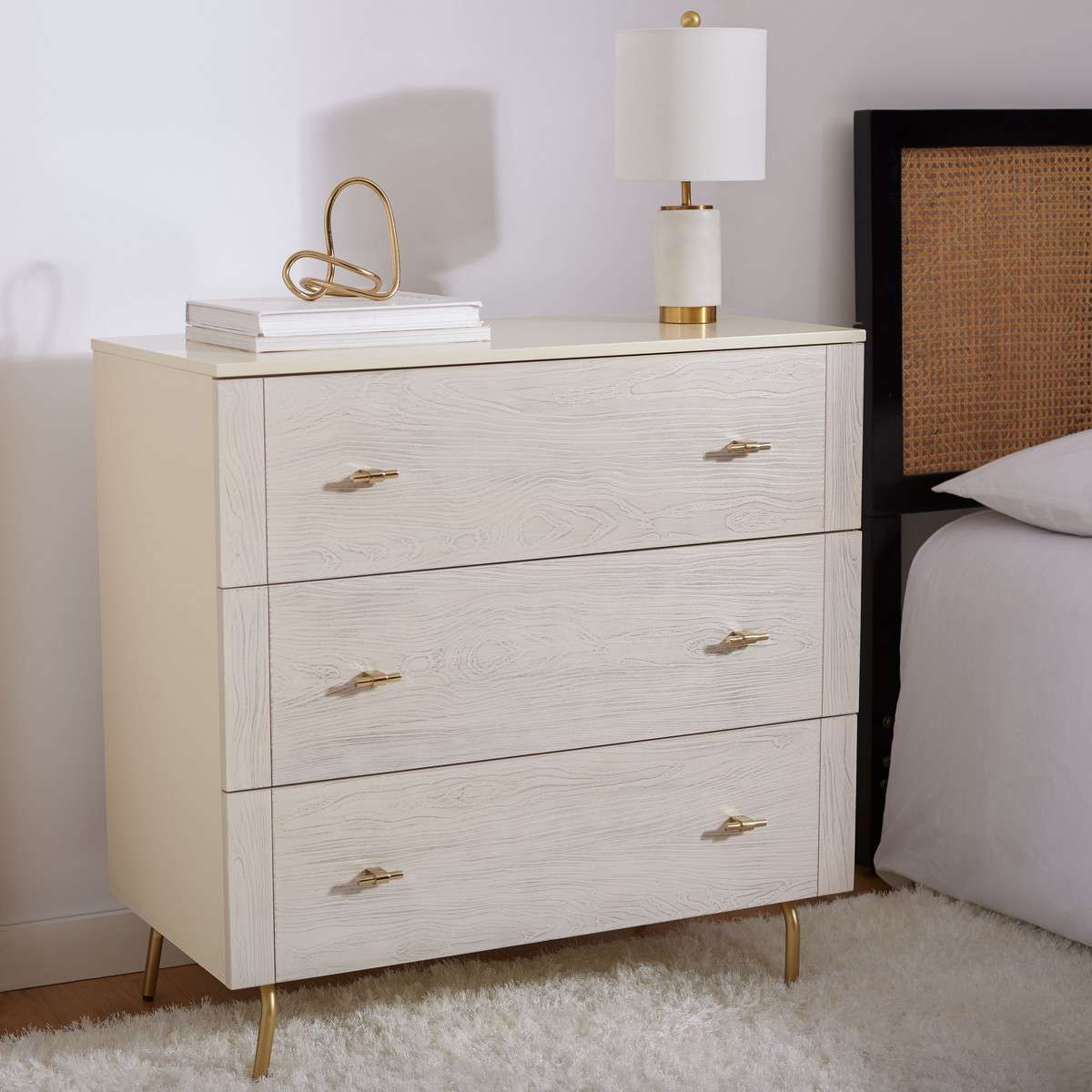 Safavieh Genevieve 3 Drawer Dresser - Cream | Dressers | Modishstore - 4