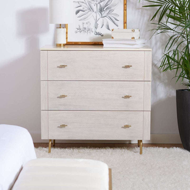 Safavieh Genevieve 3 Drawer Dresser - Cream | Dressers | Modishstore