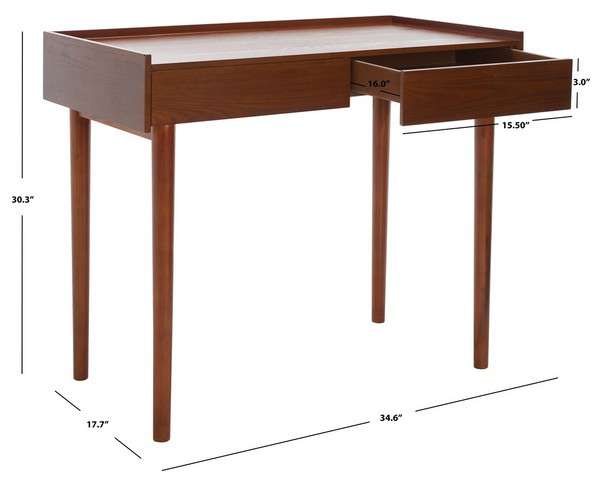 Safavieh Henley 2 Drawer Desk - Brown | Desks | Modishstore - 4