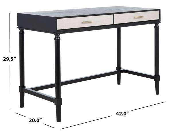 Safavieh Takita 2 Drawer 2 Tone Desk - Black With Natural Drawer Color | Desks | Modishstore - 3