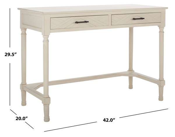 Safavieh Mckinlee 2 Drawer Desk - Distressed White | Desks | Modishstore - 4