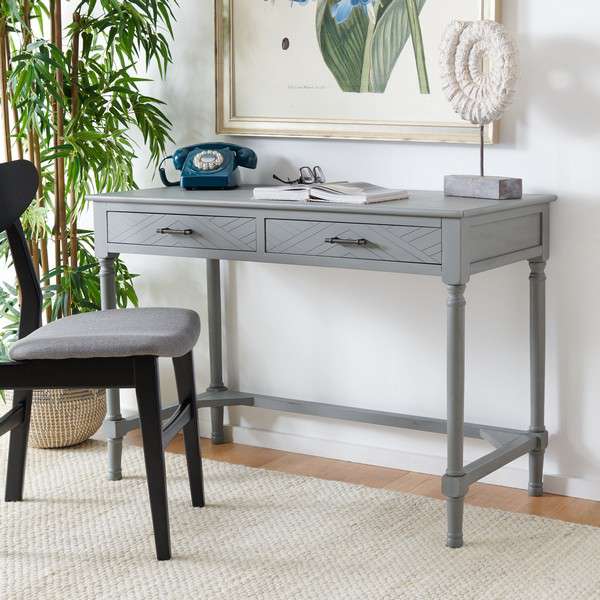 Safavieh Mckinlee 2 Drawer Desk - Distressed Gray | Desks | Modishstore