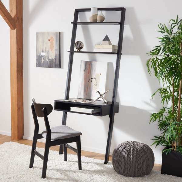 Safavieh Kamy 2 Shelf Leaning Desk - Black | Desks | Modishstore