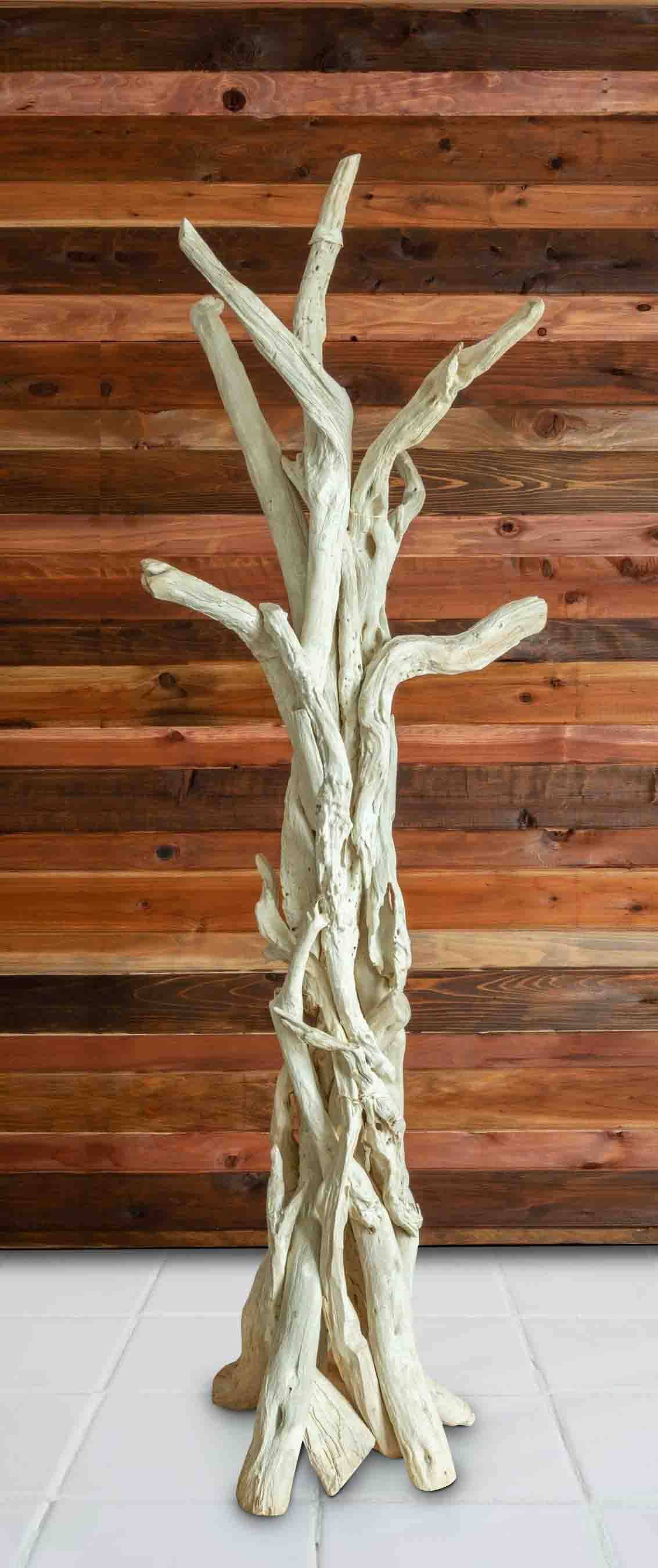 Driftwood Coat Stand White Bleached 6 ft Tall by Artisan Living