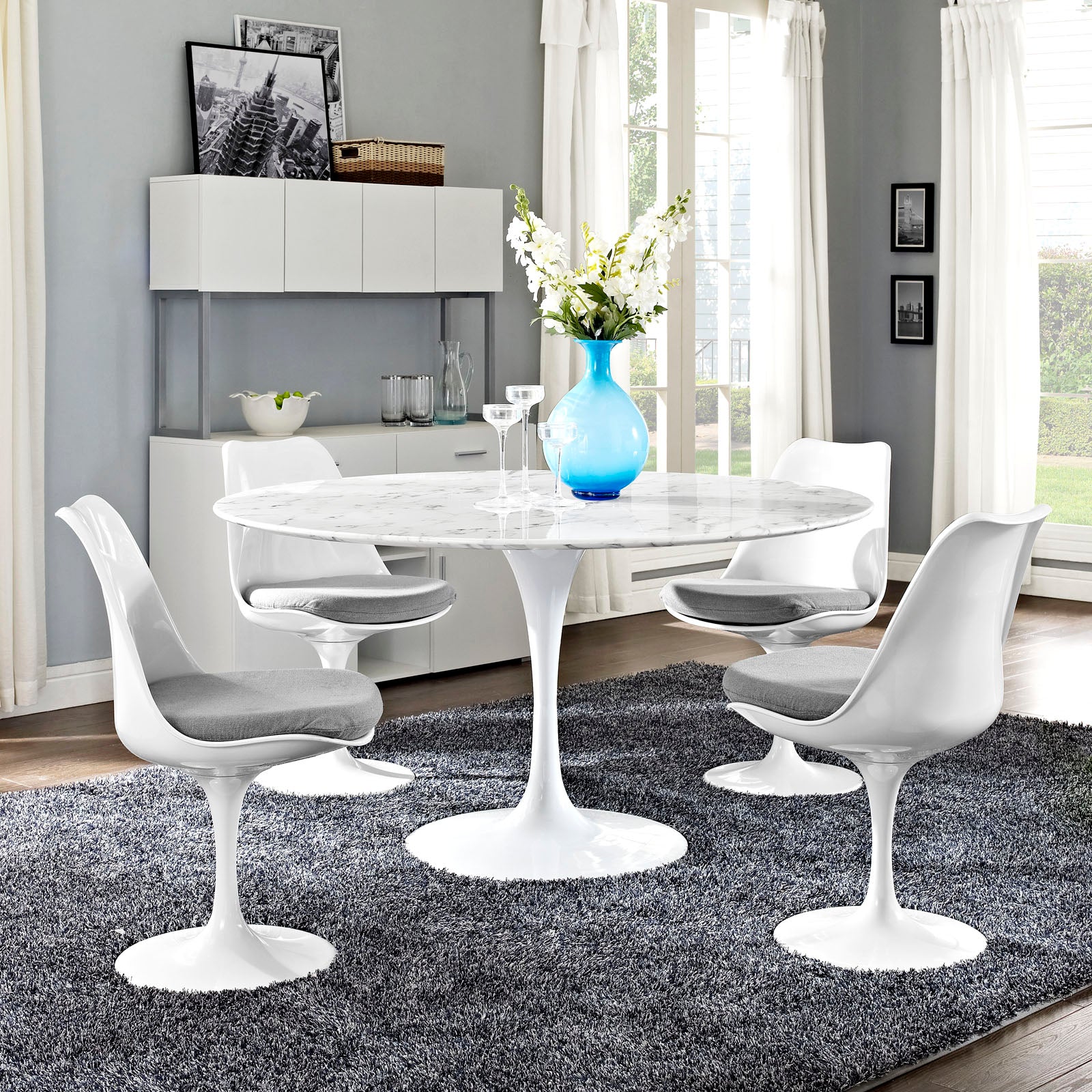 Modway Lippa 54" Round Artificial Marble Dining Table - EEI-1132 | Dining Tables | Modishstore - 1