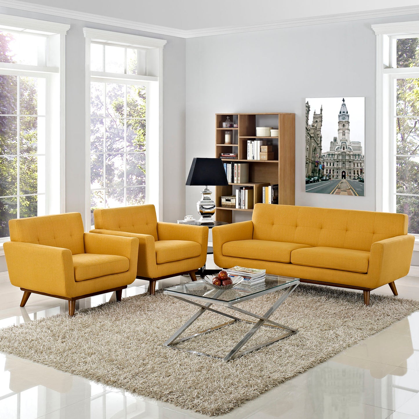 Modway Engage Armchairs and Loveseat - Set of 3 - EEI-1347 | Sofa Set | Modishstore - 19