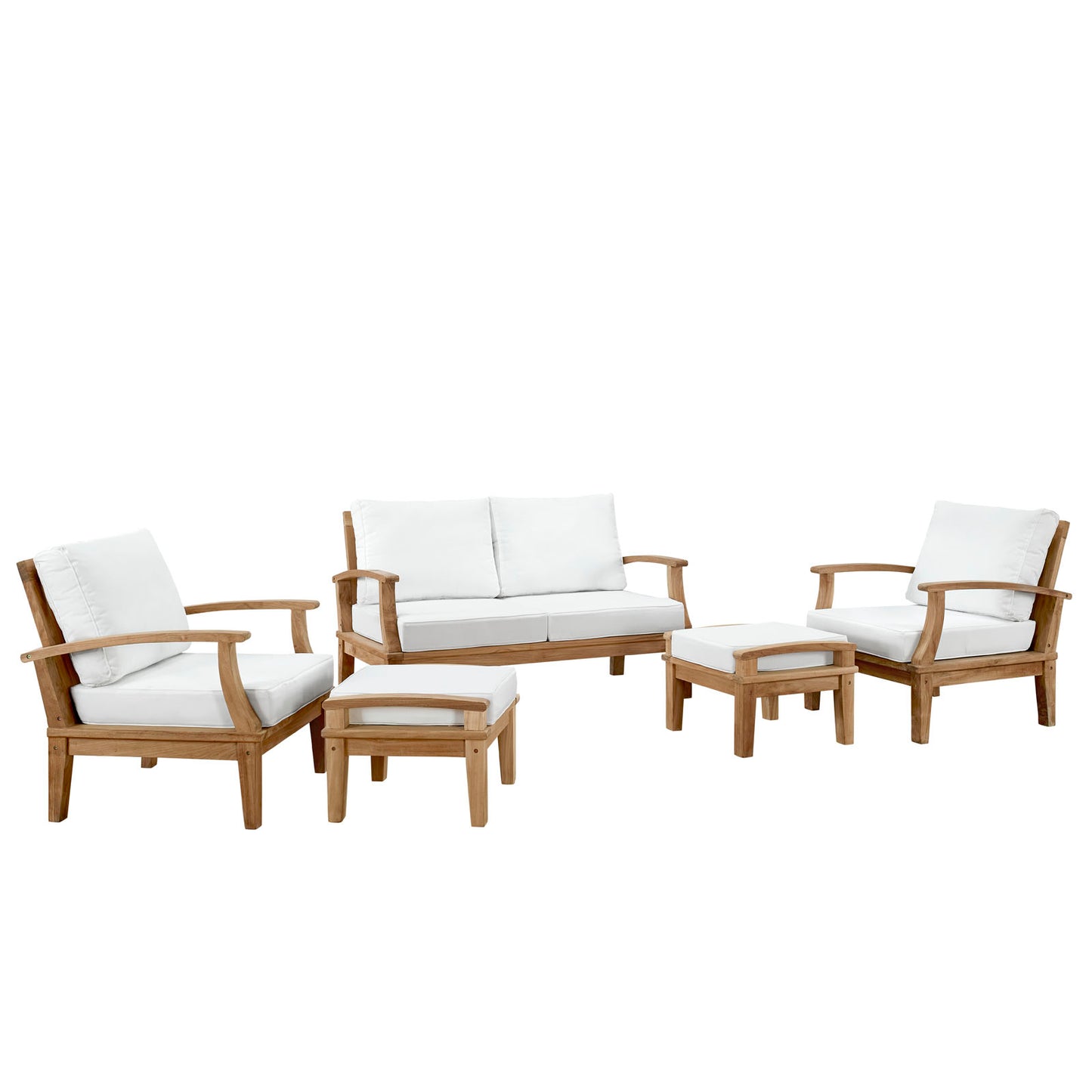 Marina 5 Piece Outdoor Patio Teak Set By Modway - EEI-1472 | Outdoor Sofas, Loveseats & Sectionals | Modishstore - 2