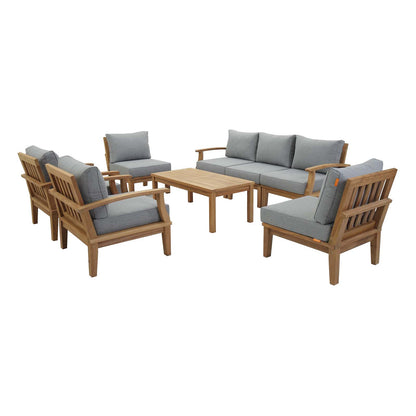 Marina 8 Piece Outdoor Patio Teak Set By Modway - EEI-1479 | Outdoor Sofas, Loveseats & Sectionals | Modishstore - 2