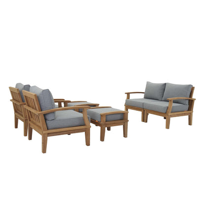 Marina 6 Piece Outdoor Patio Teak Set By Modway - EEI-1597 | Outdoor Sofas, Loveseats & Sectionals | Modishstore - 2