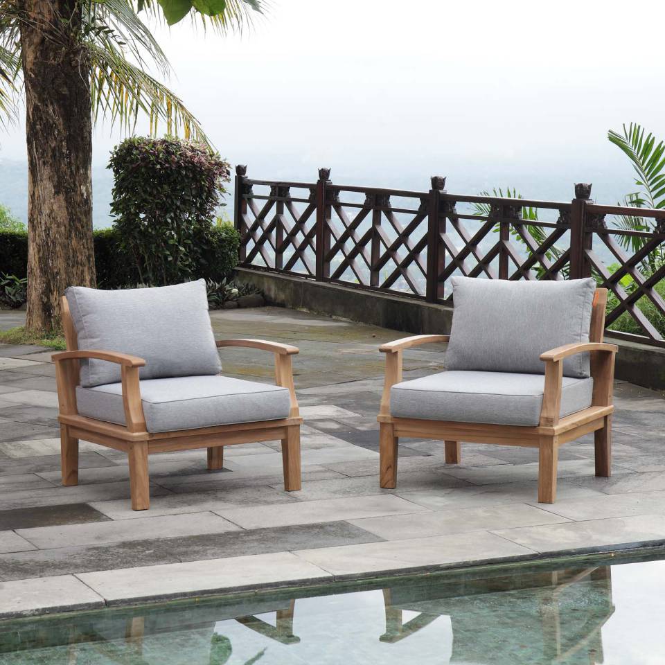 Modway Marina 2 Piece Outdoor Patio Teak Set - EEI-1819 | Outdoor Sofas, Loveseats & Sectionals | Modishstore - 1