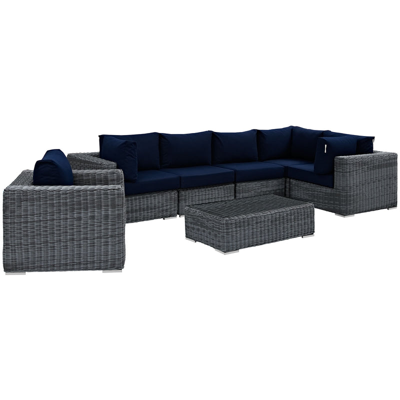 Summon 7 Piece Outdoor Patio Sunbrella® Sectional Set By Modway - EEI-1892 | Outdoor Sofas, Loveseats & Sectionals | Modishstore - 17