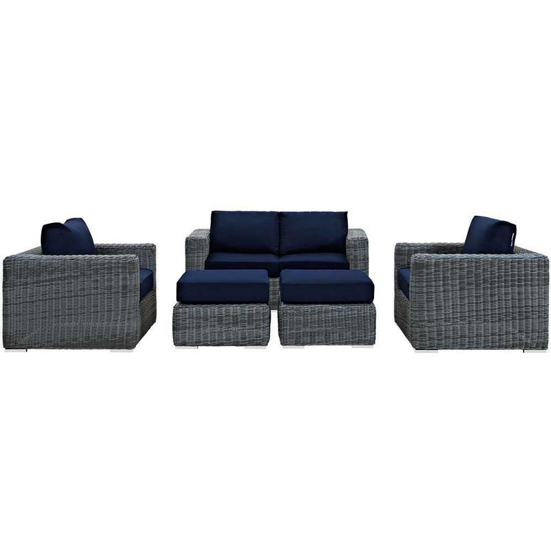 Modway Summon 5 Piece Outdoor Patio Sunbrella Sectional Set - EEI-1893 | Outdoor Sofas, Loveseats & Sectionals | Modishstore - 9