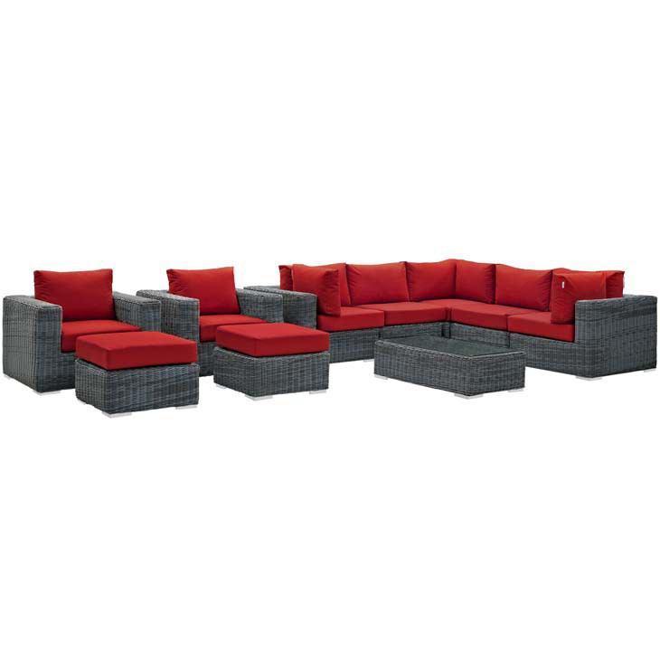 Modway Summon 10 Piece Outdoor Patio Sectional Set - EEI-1902 | Outdoor Sofas, Loveseats & Sectionals | Modishstore - 32