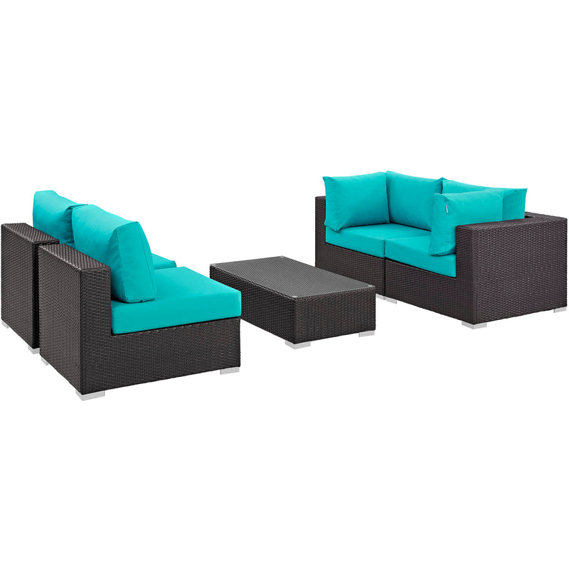 Modway Convene 5 Piece Outdoor Patio Coffee Table Set - EEI-2163 | Outdoor Sofas, Loveseats & Sectionals | Modishstore - 2