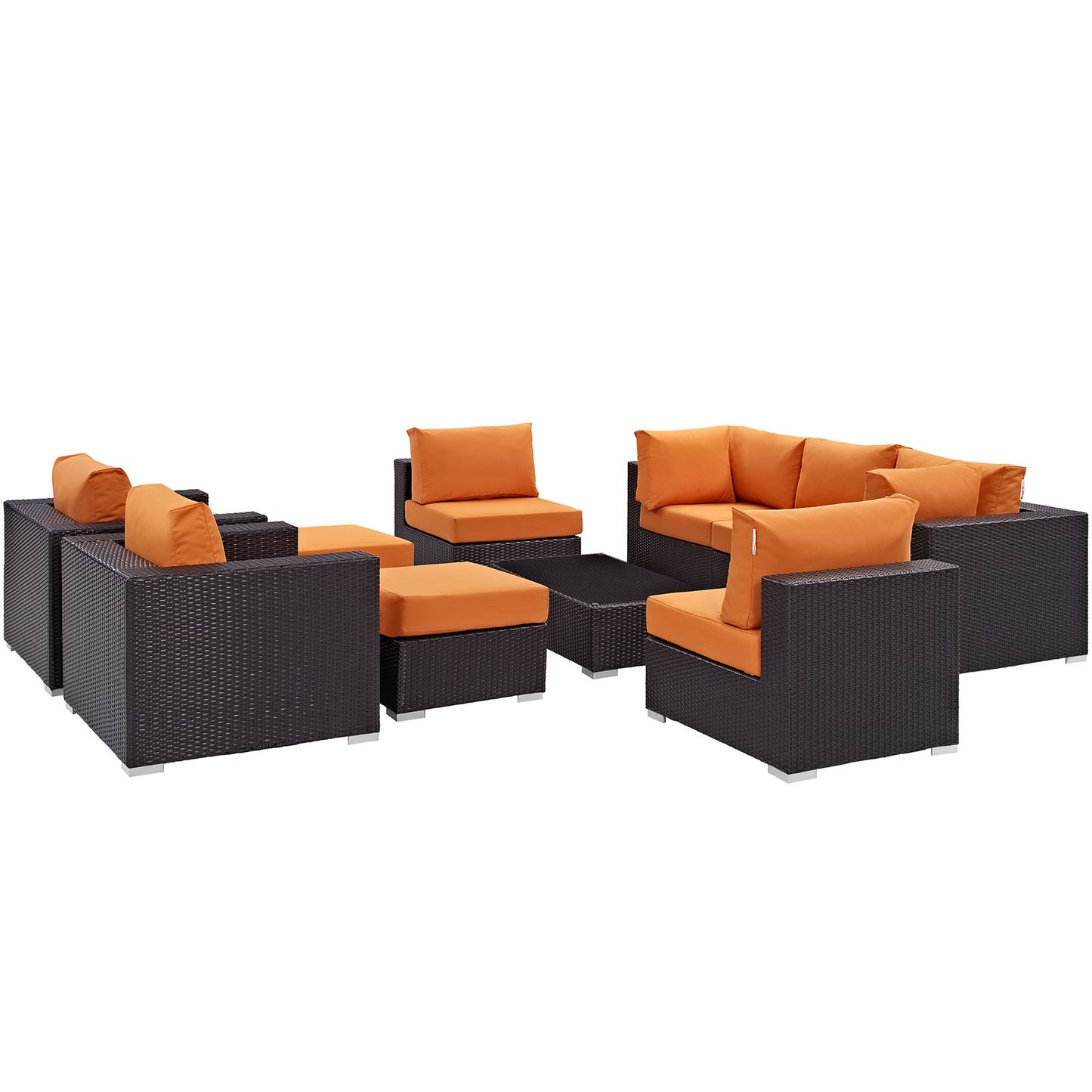 Modway Convene 10 Piece Outdoor Patio Sectional Set - EEI-2169 | Outdoor Sofas, Loveseats & Sectionals | Modishstore - 5