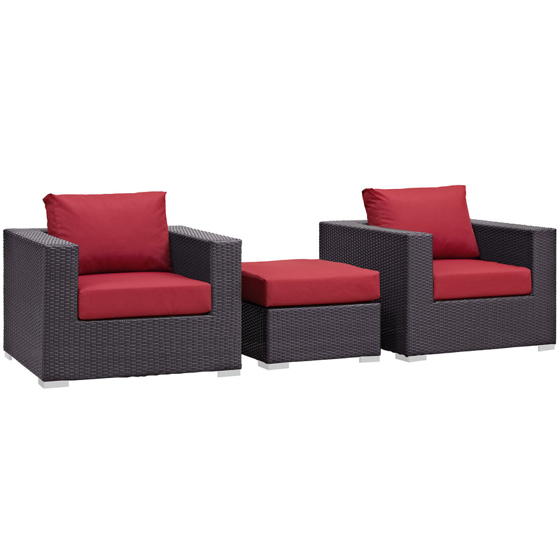 Modway Convene 3 Piece Outdoor Patio Ottoman & Armchair Set - EEI-2174 - EEI-2174 | Outdoor Sofas, Loveseats & Sectionals | Modishstore - 3