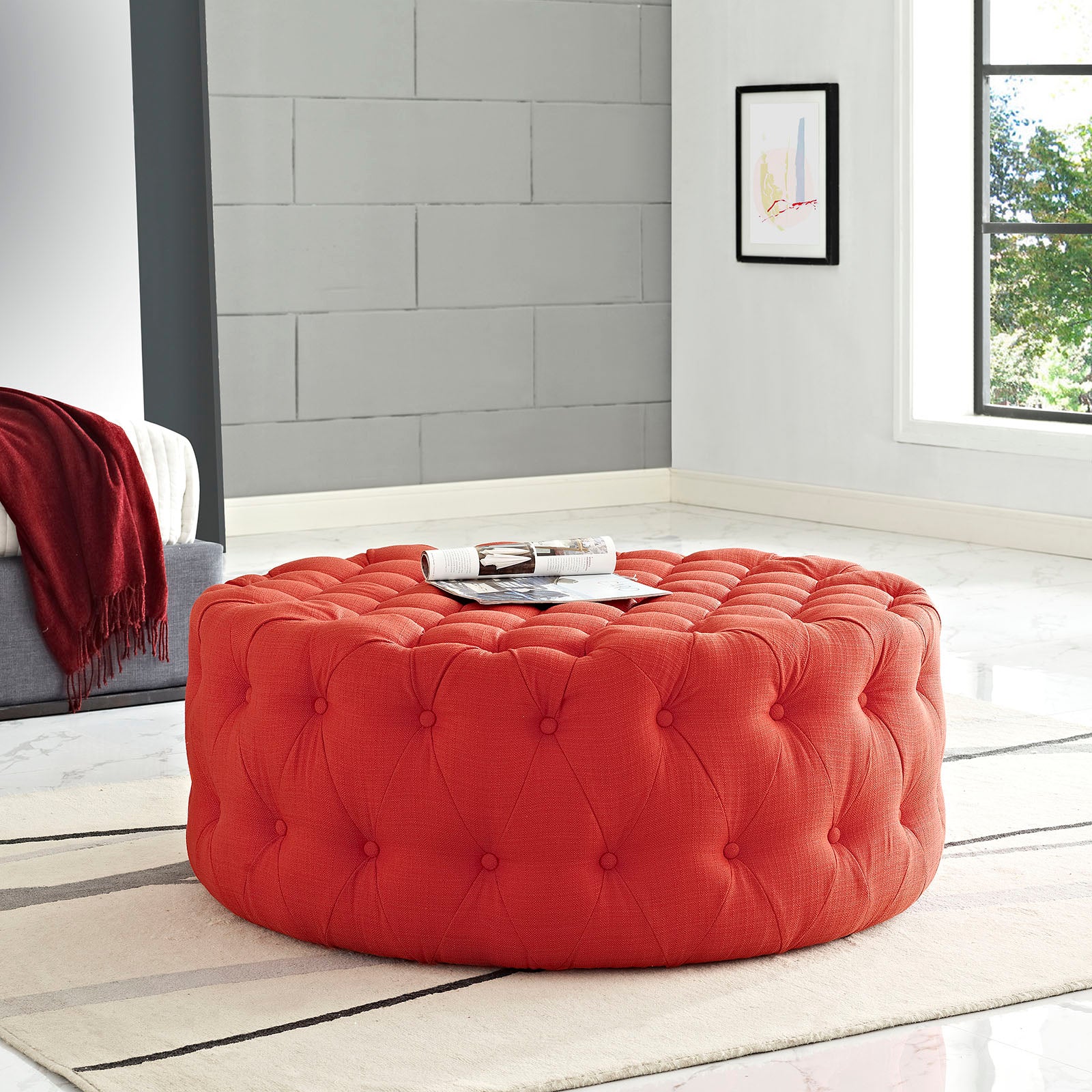 Modway amour store upholstered fabric ottoman