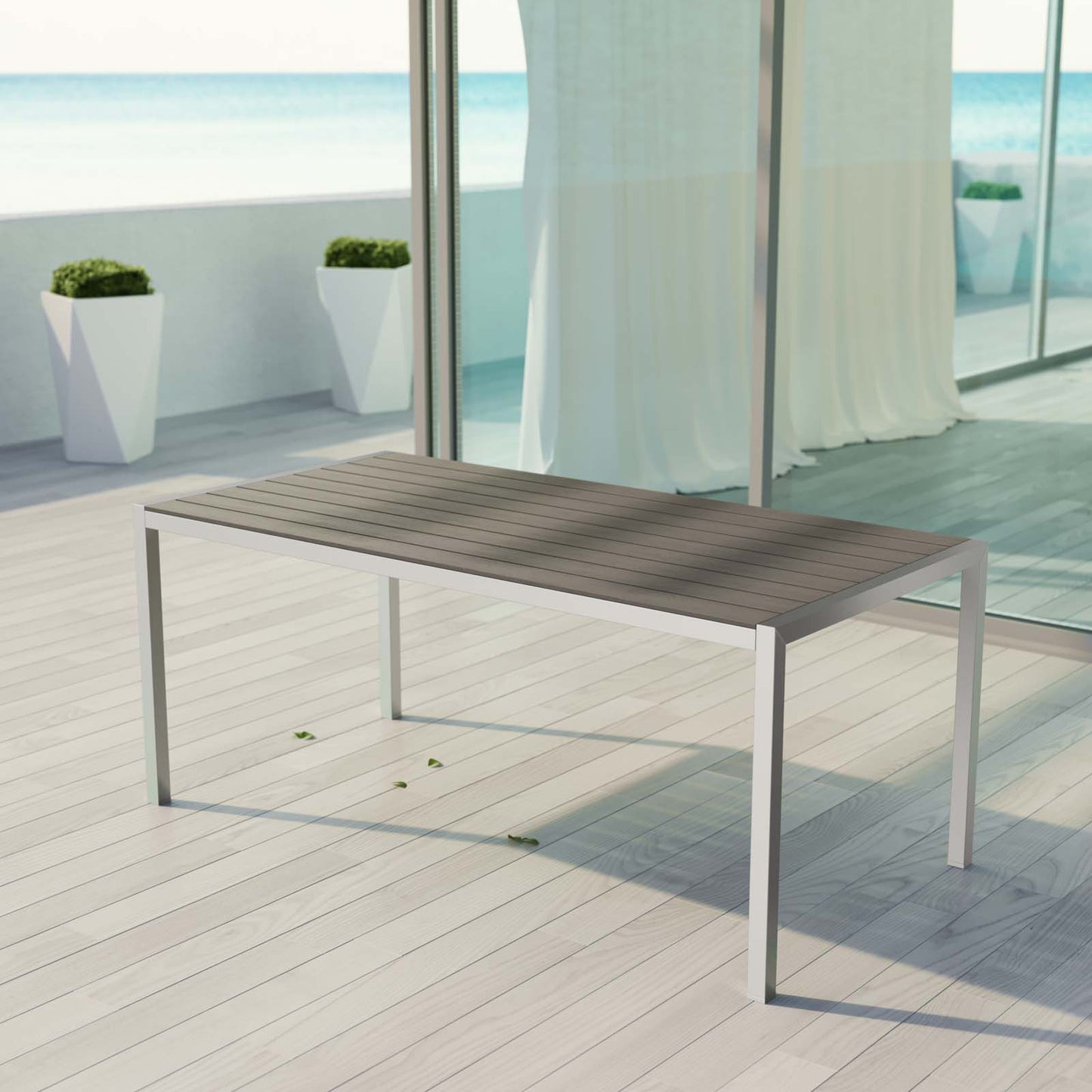 Modway Shore Outdoor Patio Aluminum Dining Table - Silver Gray - EEI-2251 | Dining Tables | Modishstore - 1