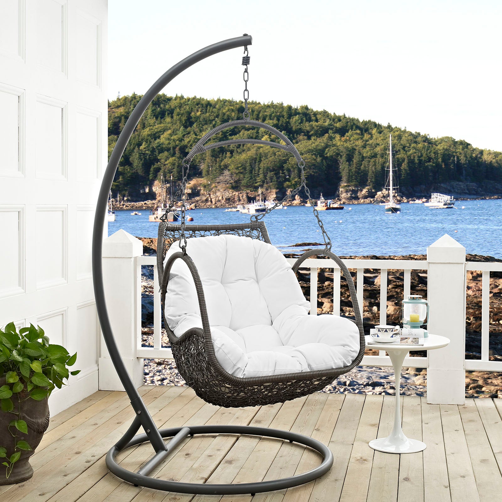 Modway abate outdoor patio swing chair with discount stand