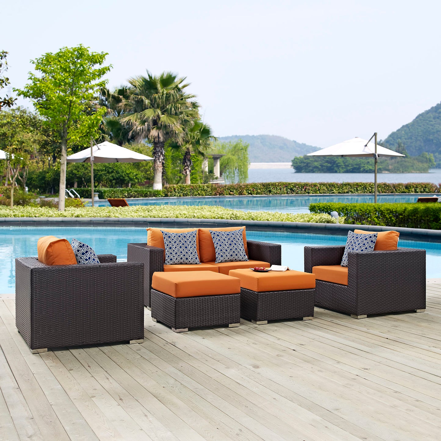 Convene 5 Piece Outdoor Patio Sofa Set By Modway - EEI-2351 | Outdoor Sofas, Loveseats & Sectionals | Modishstore - 12