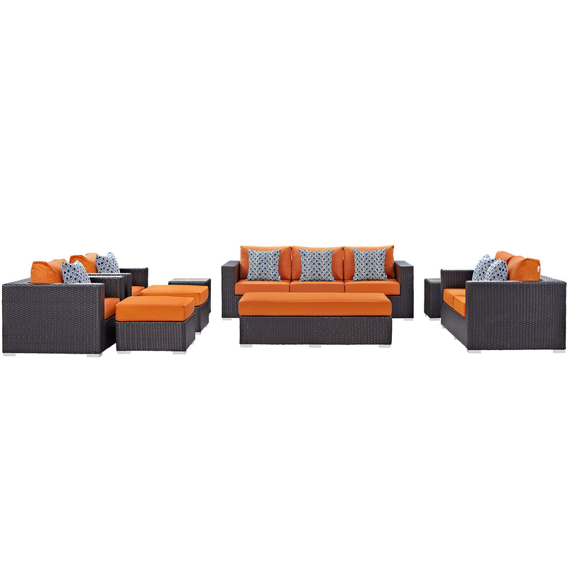 Modway Convene 9 Piece Outdoor Patio Sofa Set - EEI-2354 | Outdoor Sofas, Loveseats & Sectionals | Modishstore - 2