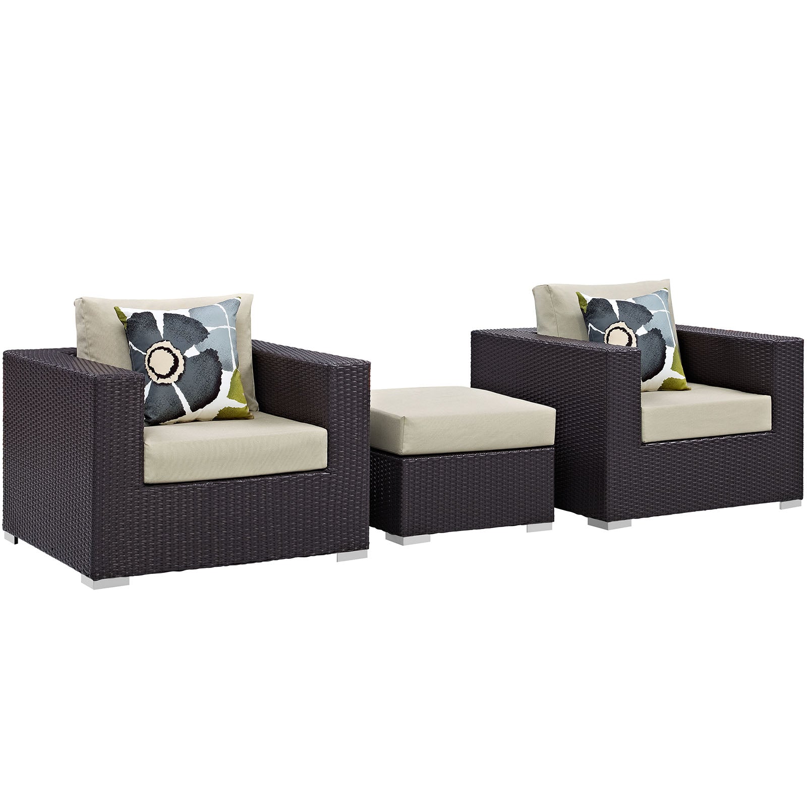 Modway Convene 3 Piece Outdoor Patio Ottoman & Armchair Set - EEI-2363 - EEI-2363 | Outdoor Sofas, Loveseats & Sectionals | Modishstore - 7