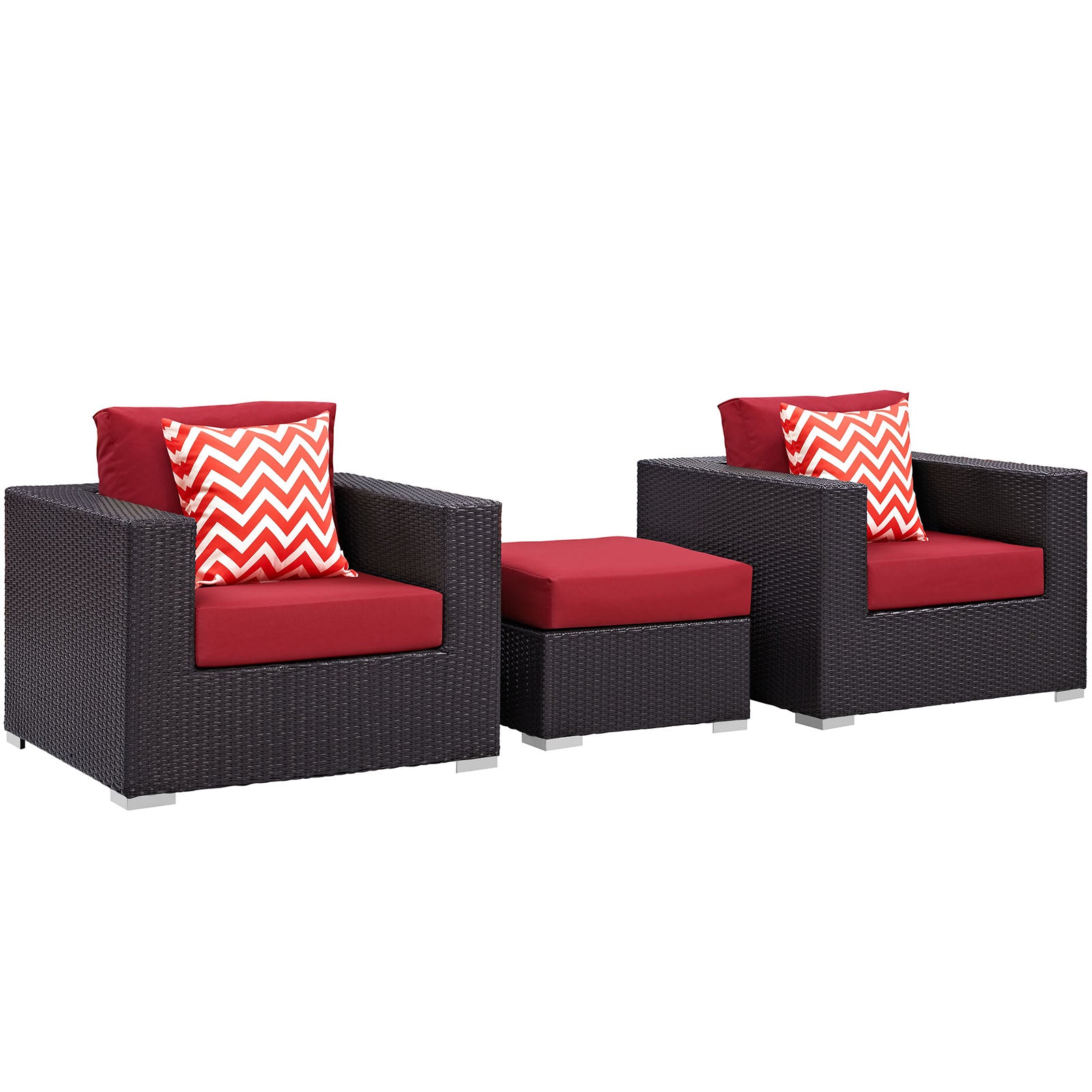 Modway Convene 3 Piece Outdoor Patio Ottoman & Armchair Set - EEI-2363 - EEI-2363 | Outdoor Sofas, Loveseats & Sectionals | Modishstore - 3