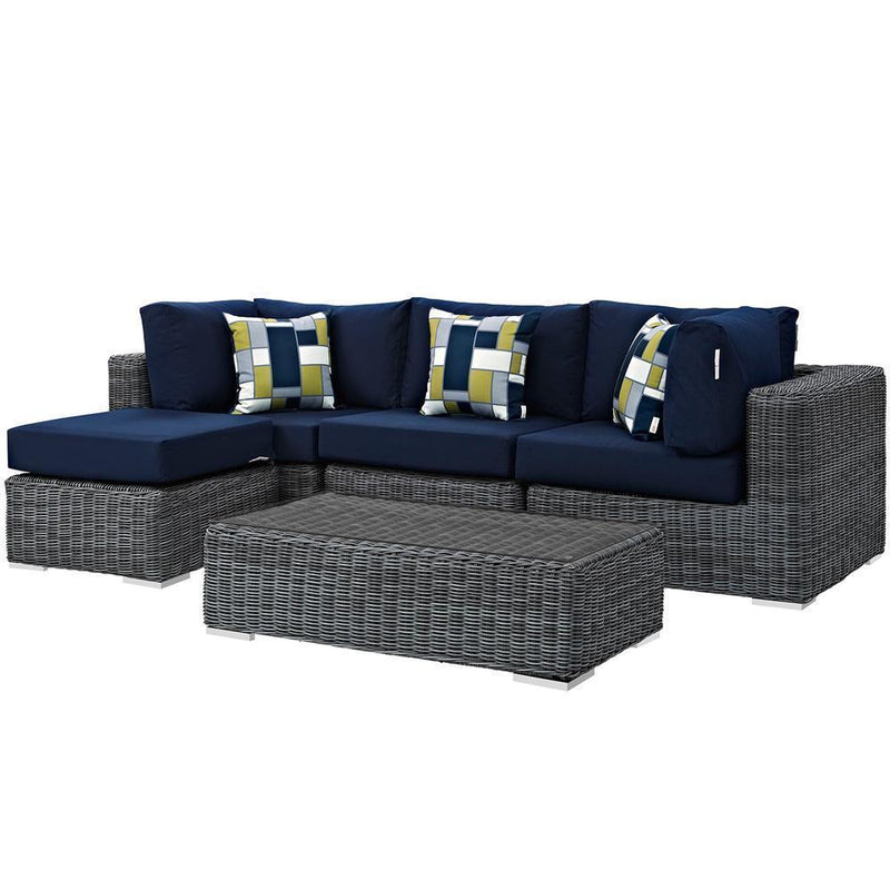 Modway Summon 5 Piece Outdoor Patio Sunbrella Sectional Set - EEI-2398 - EEI-2398 | Outdoor Sofas, Loveseats & Sectionals | Modishstore - 3