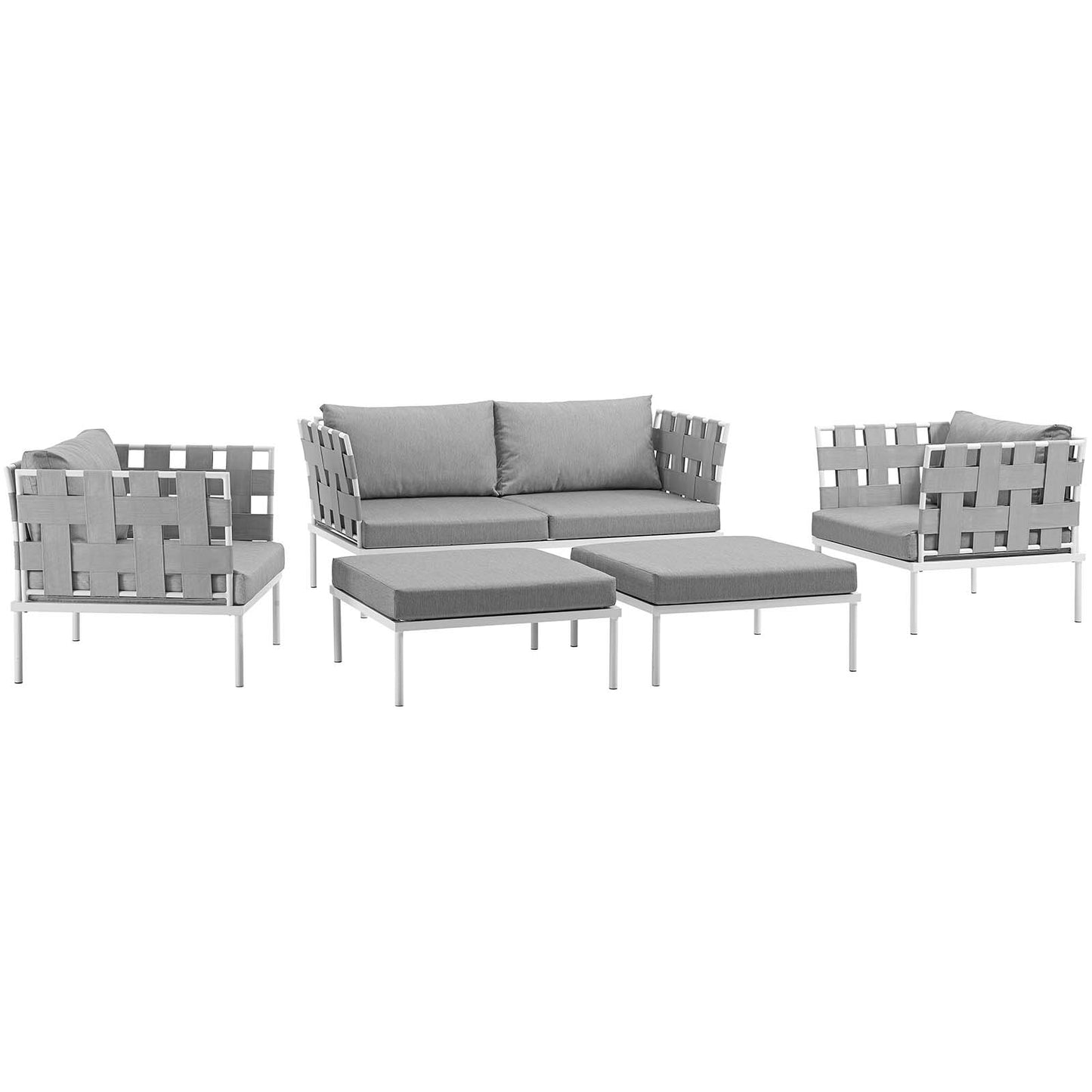 Modway Harmony 5 Piece Outdoor Patio Aluminum Sectional Sofa Set - EEI-2621 - EEI-2621 | Outdoor Sofas, Loveseats & Sectionals | Modishstore - 3