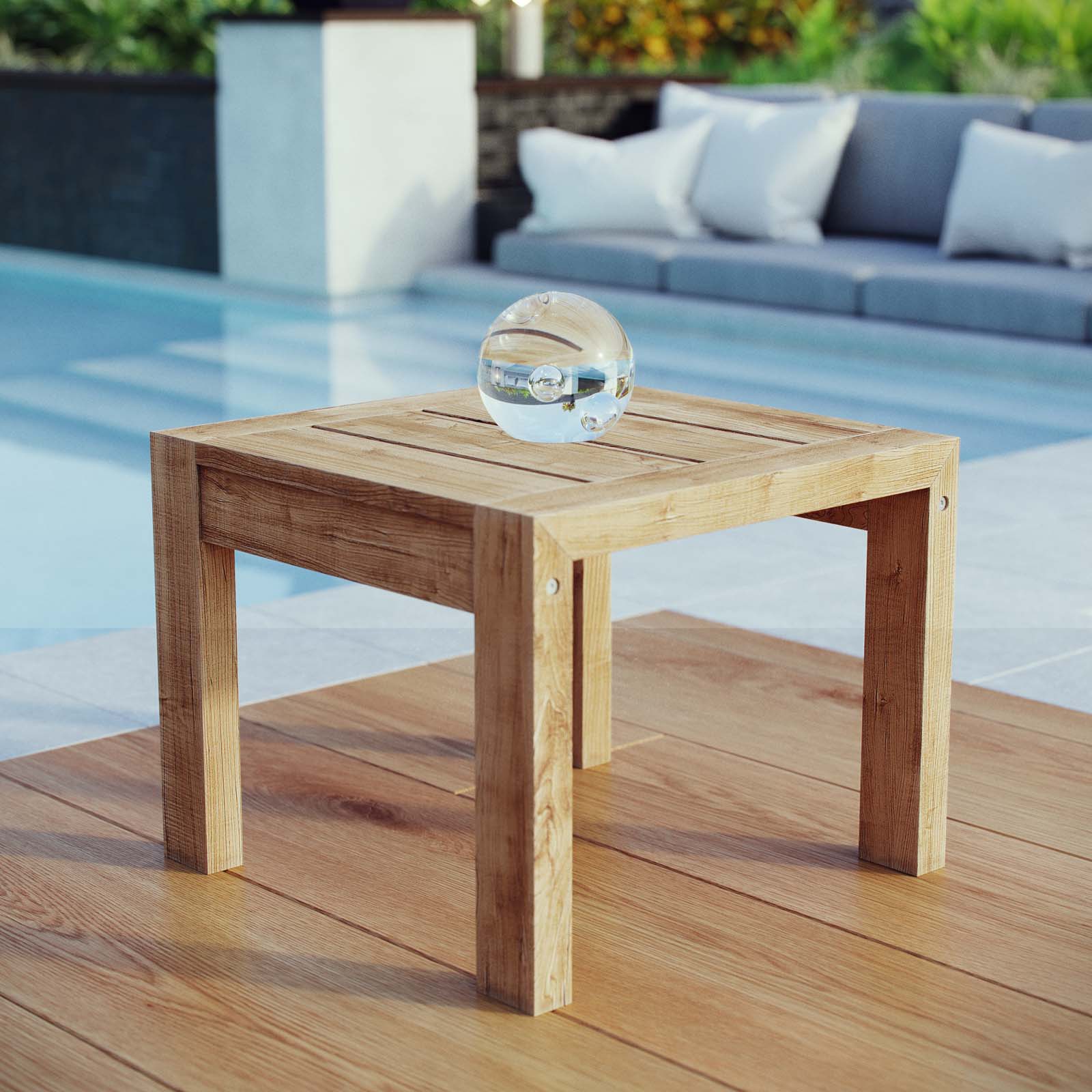 Modway Upland Outdoor Patio Wood Side Table - EEI-2709 | Outdoor Tables | Modishstore - 1