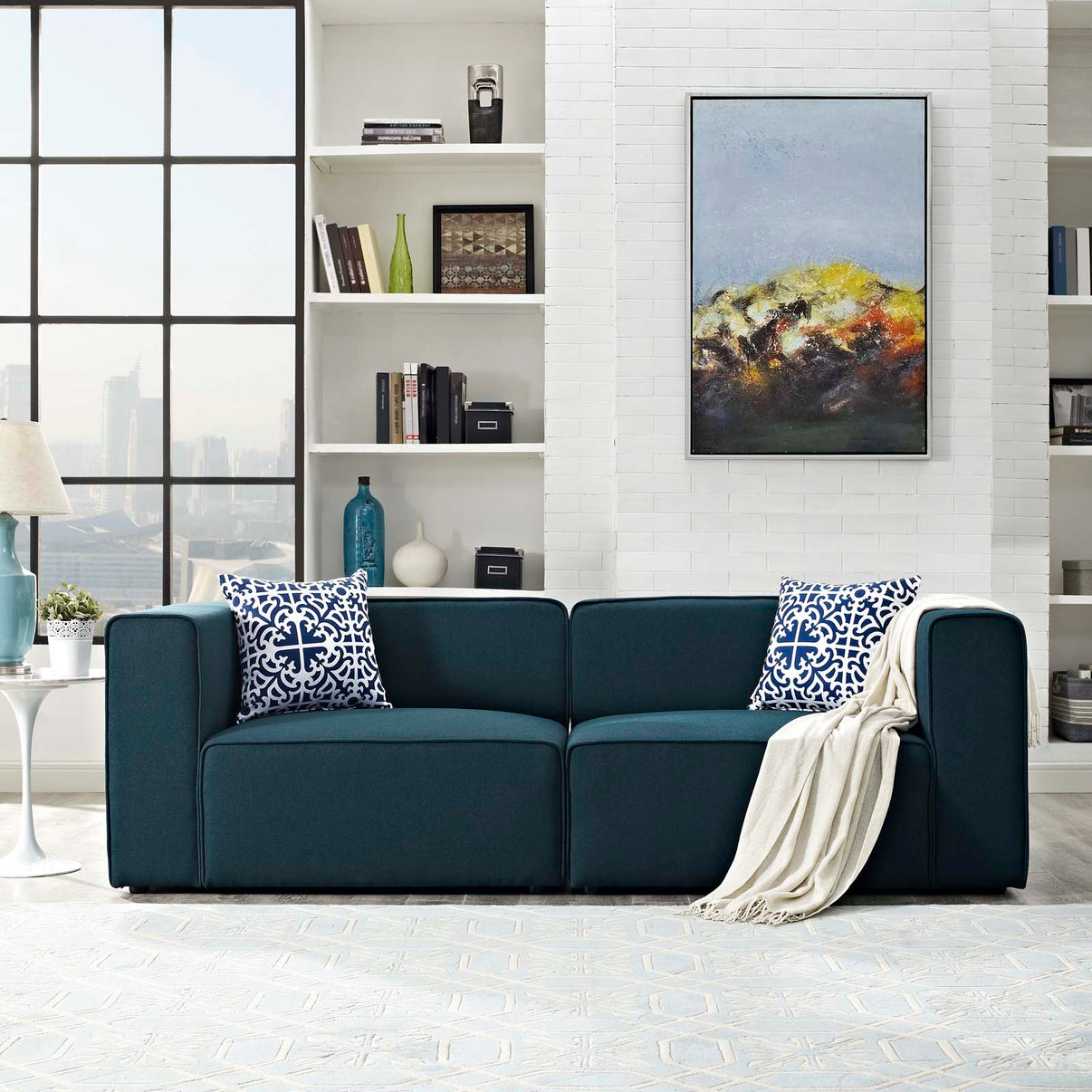 Modway Mingle 2 Piece Upholstered Fabric Sectional Sofa Set - EEI-2825 ...