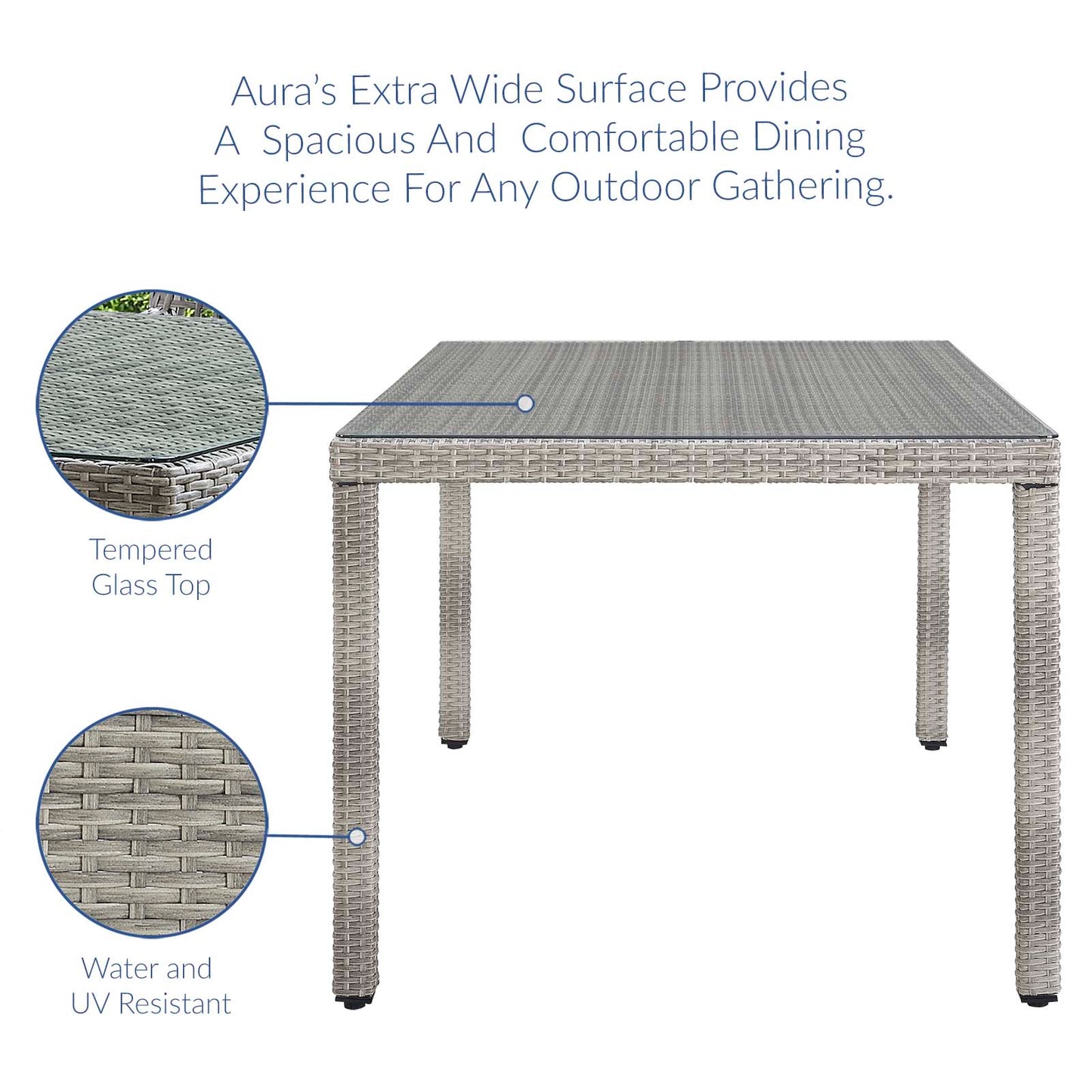 Modway Aura 68" Wicker Rattan Dining Table - EEI-2921 | Dining Tables | Modishstore - 4