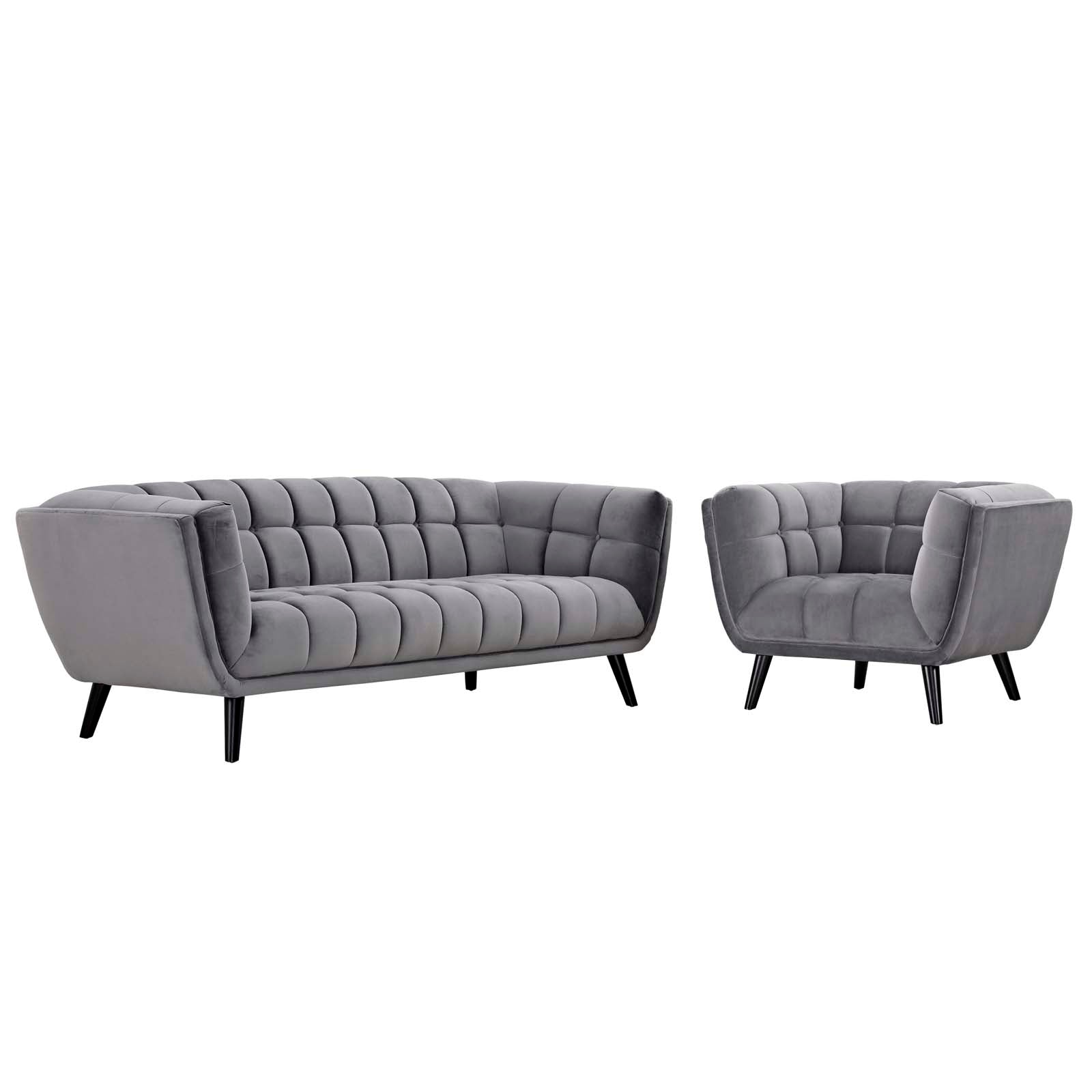 Modway Bestow 2 Piece Performance Velvet Sofa and Armchair Set - EEI-2980 | Sofa Set | Modishstore - 6