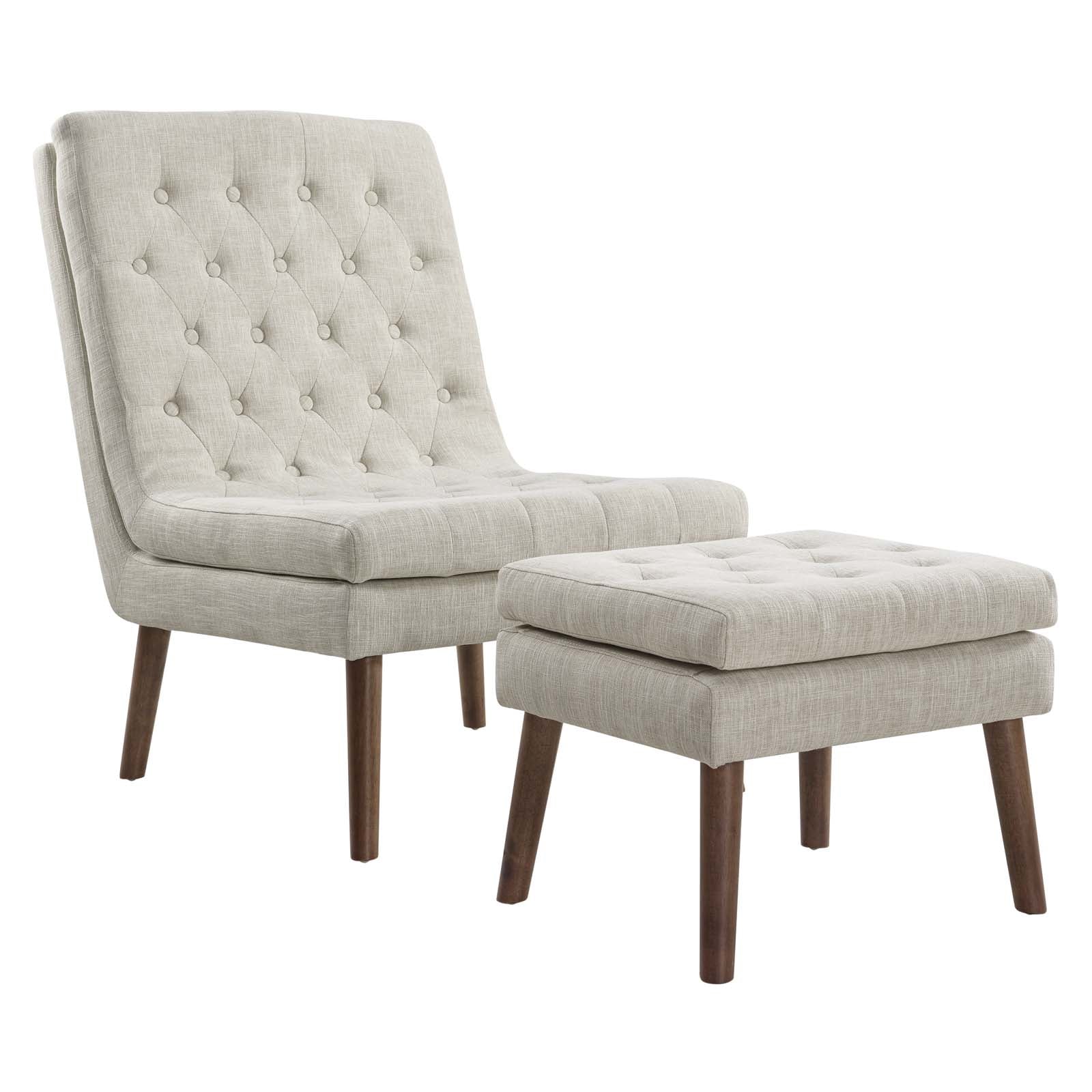 Upholstered lounge best sale chair and ottoman