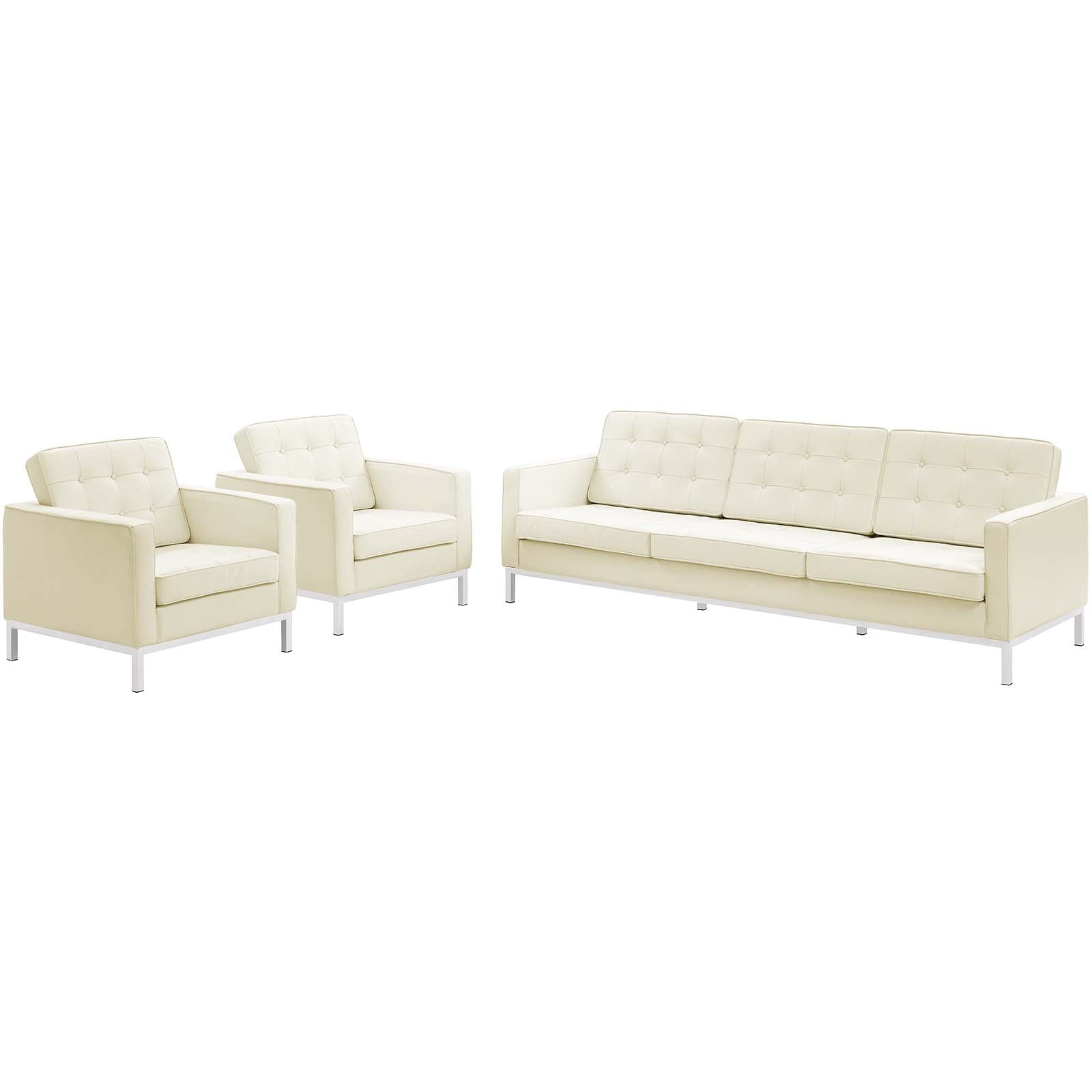 Loft 3 Piece Leather Sofa and Armchair Set By Modway - EEI-3102 | Sofa Set | Modishstore - 2