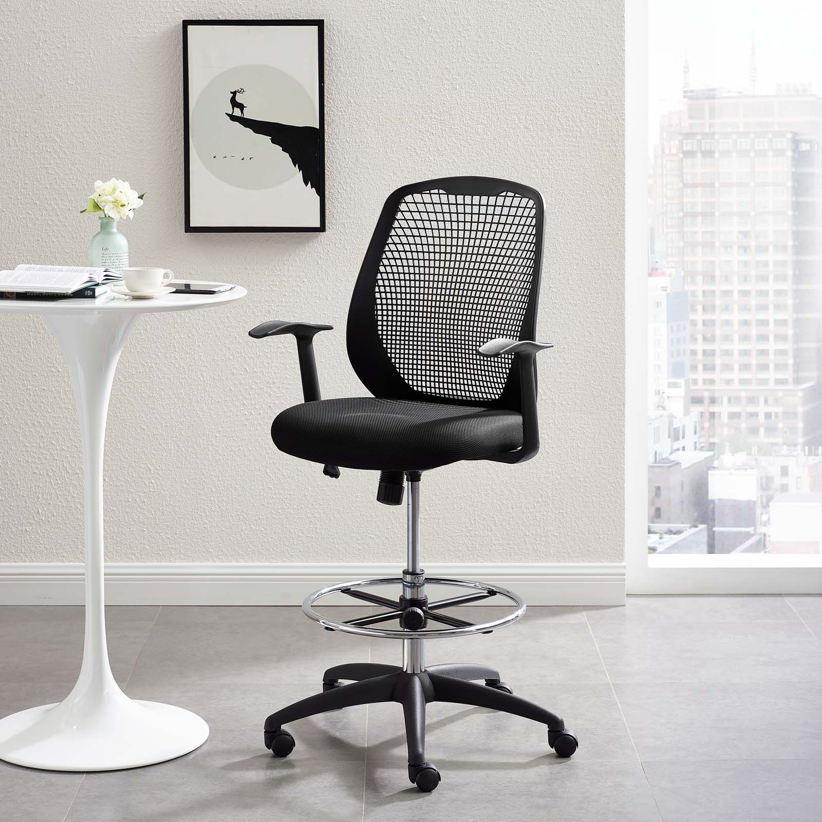 Modway Intrepid Mesh Drafting Chair Black - EEI-3194 | Office Chairs | Modishstore - 1