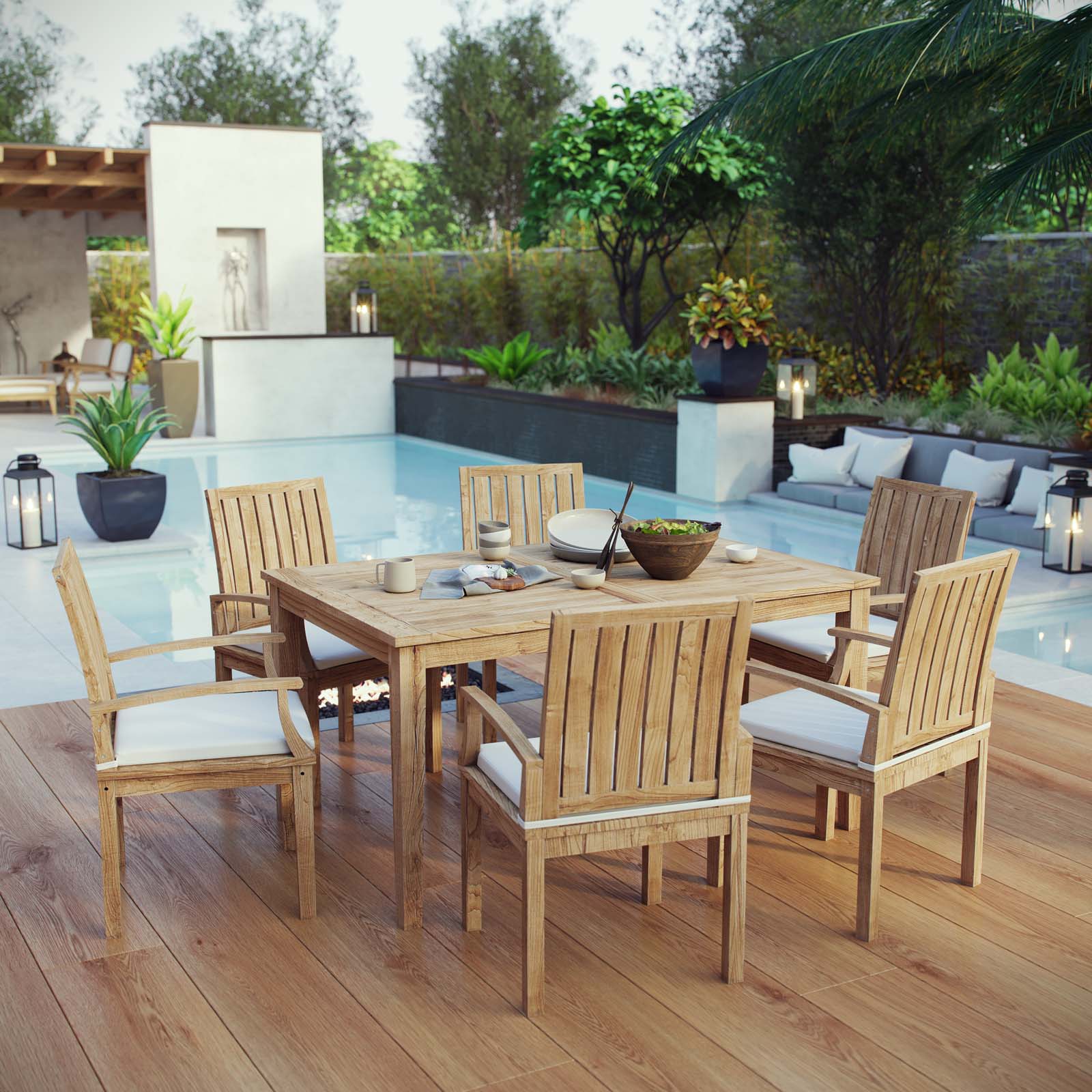 Modway marina 4 piece outdoor patio teak set sale