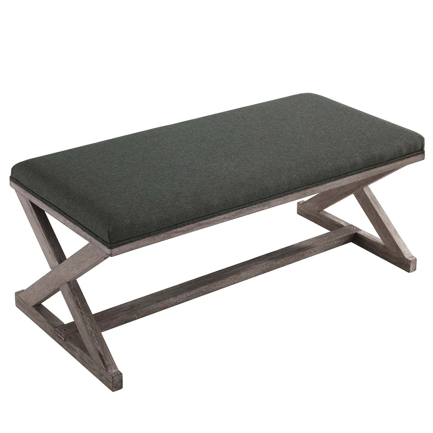 Province Vintage French X-Brace Upholstered Fabric Bench By Modway - EEI-3371 | Benches | Modishstore - 3