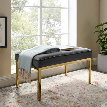 Modway Loft Gold Stainless Steel Leg Medium Performance Velvet Bench - EEI-3402 | Benches | Modishstore - 1