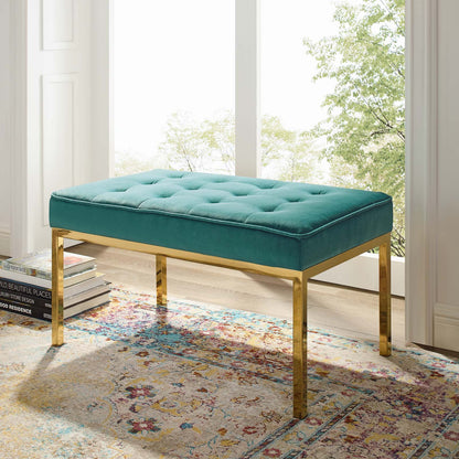 Modway Loft Gold Stainless Steel Leg Medium Performance Velvet Bench - EEI-3402 | Benches | Modishstore - 11