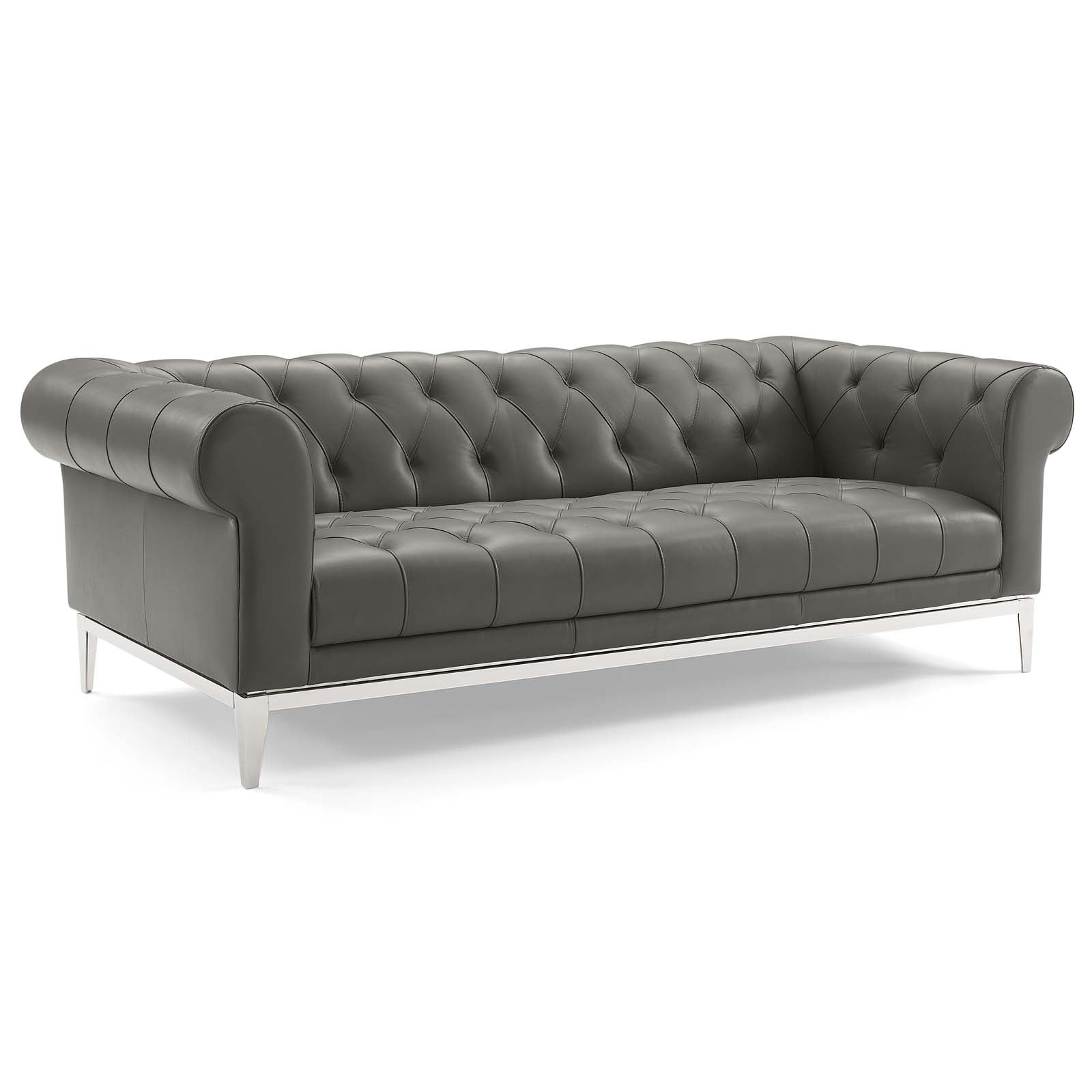 Modway Idyll Tufted Button Upholstered Leather Chesterfield Sofa - EEI ...